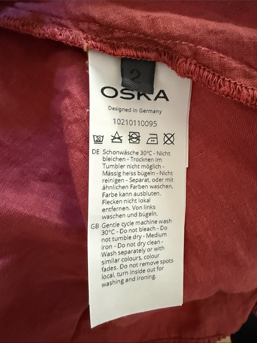 OSKA Maxi Clay Red Women's Linen Dress - Signature Style - Picture 11 of 14